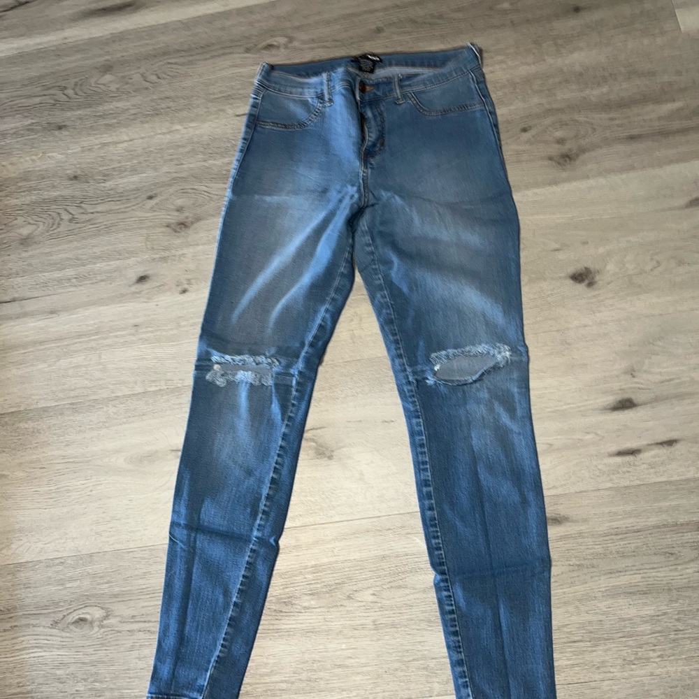 Fashion Nova Light Blue Ripped Skinny Jeans